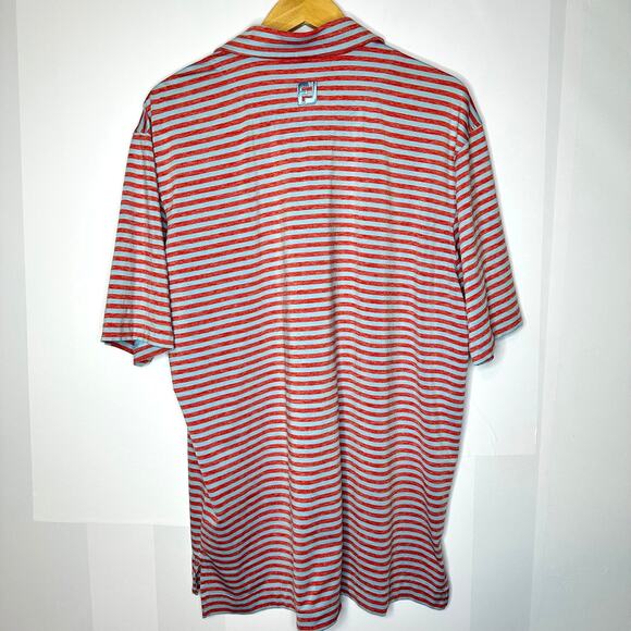 FootJoy Men's Large Golf Polo Red Gray Stripe Short Sleeve Athletic Shirt - Picture 5 of 6